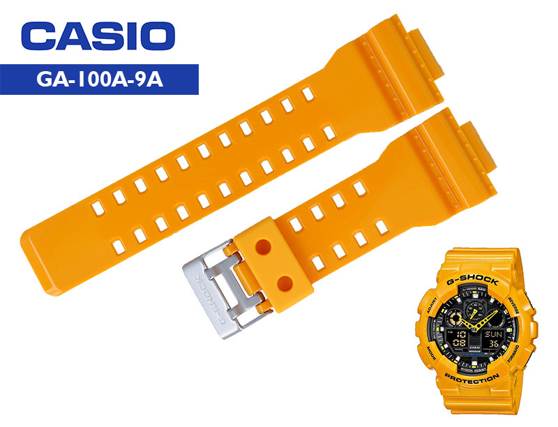 Ремінці Casio G-Shock GA-100 Original жовті глянцеві