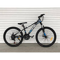 Спортивный подростковый двухколесный велосипед 24 дюйма TopRider Pelle 611 синий