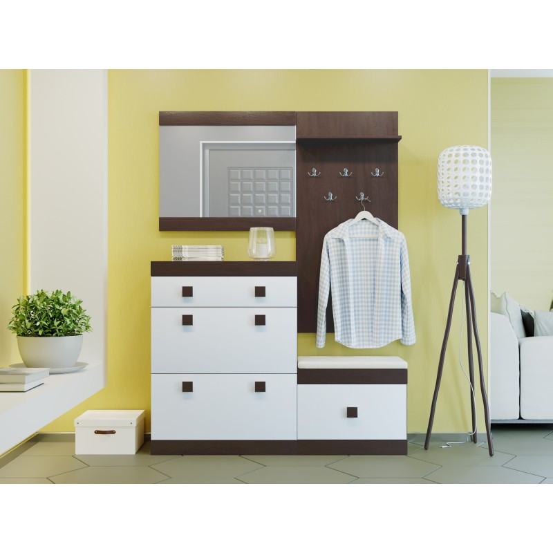 Комплект меблів у передпокій з ламінованої ДСП Соната Комплект 16 Еверест Венге темний + Білий, фото 1