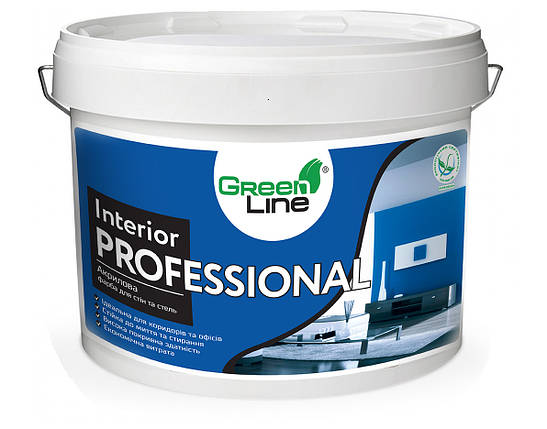 GREEN LINE Інтер'єрна акрилова фарба для стін і стель Interior Professional 10л, фото 2