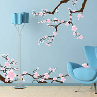 Вінілова інтер'єрна наклейка Гілки сакури (декор для стін квітучі гілки) матова