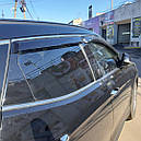 Дефлектори вікон (вітровики) з хром накладкою Hyundai Santa Fe 2012-> 4шт (HIC) Хром, фото 3