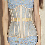 Корсет на 16 кісточках з прозорими вставками люкс, корсет на одяг, корсет на зав'язках (5113), фото 6