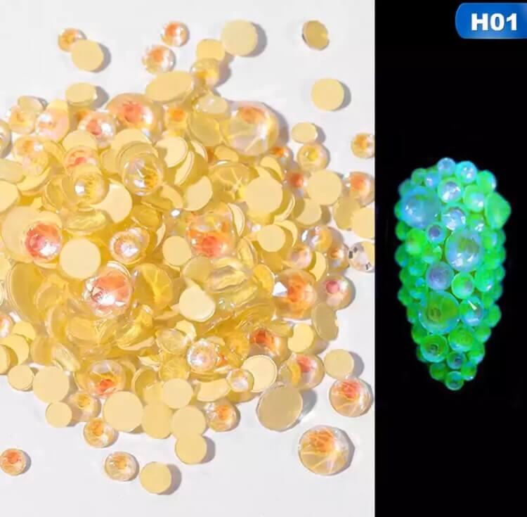 Фосфорні камінці для нігтів 250 шт. жовті, фото 1