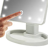Косметичне дзеркало для макіяжу настільне з підсвічуванням LED Mirror сенсорне White 22 світлодіода, фото 7