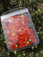 Голографічний кленовий листочок жовтогарячий