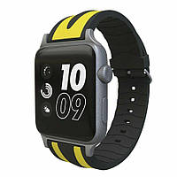 Ремешок UniCase Soft Strap для Apple Watch 42 / 44 / SE 44 / 45 / Ultra / Ultra 2 (49mm) - Black / Yellow