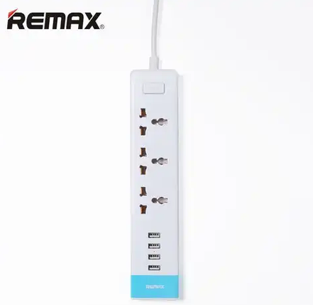 Мережевий фільтр-подовжувач 2м на 3 розетки і 4 USB 2.4 A Remax RU-S2 Білий, фото 2