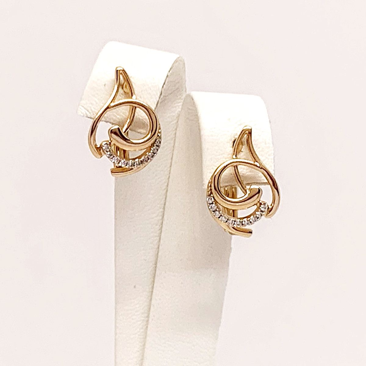 Сережки Xuping з медичного золота, білі фіаніти, позолота 18K, 25010