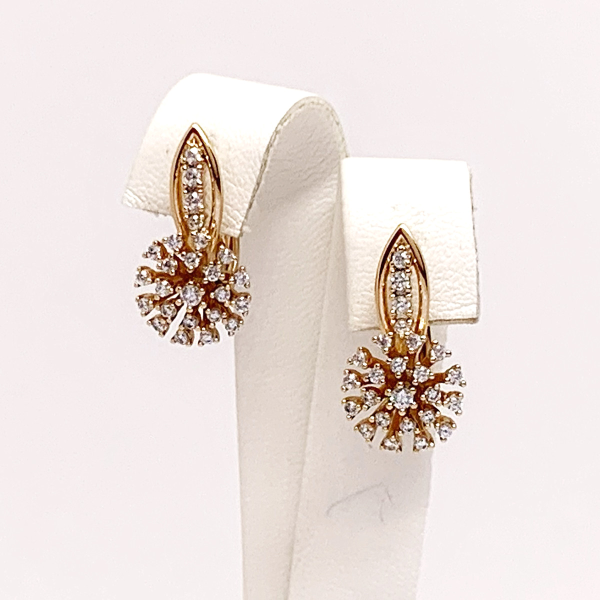 Сережки Xuping з медичного золота, білі фіаніти, позолота 18K, 25015
