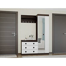 Комплект меблів у передпокій з ламінованої ДСП Соната Комплект 17 Еверест Венге темний + Білий