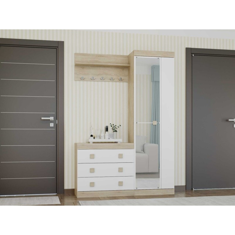 Комплект меблів у передпокій з ламінованої ДСП Соната Комплект 17 Еверест Дуб Сонома + Білий, фото 1