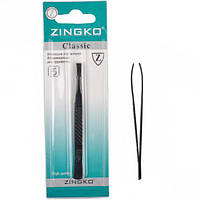 Пинцет прямой "Zingko Classic" сталь, черный 10 см
