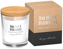 Аромасвічка соєва в подарунковому пакованні лавровий лист — ожина 9,2 см (73-325п)