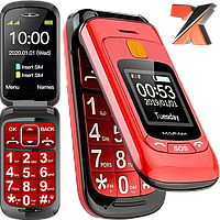 Бабушкофон-раскладушка MAFAM F899 Red/Black, Сенсорный телефон раскладушка для пожилых Mafam F899 Flip