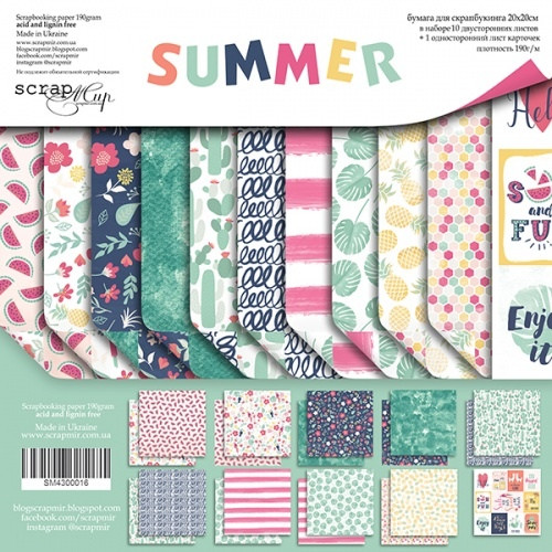 Набір двостороннього паперу 20х20 см від Scrapmir "Summer" SM4300016
