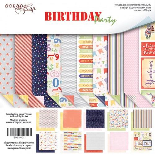Набір двостороннього паперу 30х30см від Scrapmir "Birthday Party" SM2200011