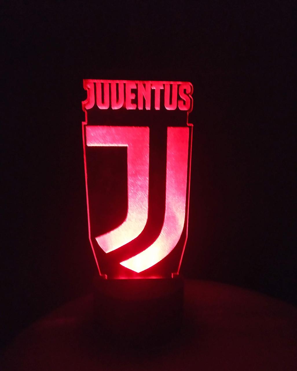 3d-світильник ФК Ювентус, 3д-нічник, кілька підсвіток (на батарейці), подарунок футболісту, фото 1