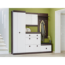 Комплект меблів у передпокій з ламінованої ДСП Соната Комплект 21 Еверест Венге темний + Білий