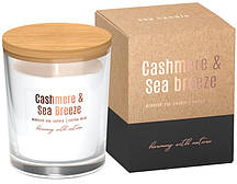 Аромасвічка соєва в подарунковому пакованні кашемір — морський бриз 9,2 см (73-327п)