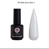 Cover Base Saga камуфлирующая база для ногтей, 15 мл бледно голубая Камуфлирующая База Saga Elastic ,15 мл №6 Молочный