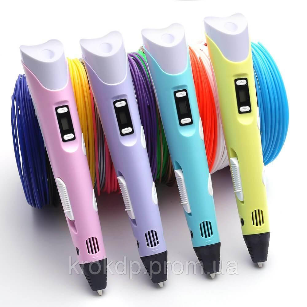 3Д ручка дитяча з адаптером 3D Ручка PEN-2 з LCD-дисплеєм + Пластик! Крута ручка для малювання!