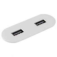 VersaPICK USB-розетка овальная, 2 USB порта (5В/9В, 3А/2A), 110-220В, IP20, ZAMAK, белый мат RAL9004