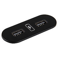 VersaPICK USB-розетка овальная, 2 USB порта (5В, 2,1А), 110-220В, IP20, полимер, черный мат