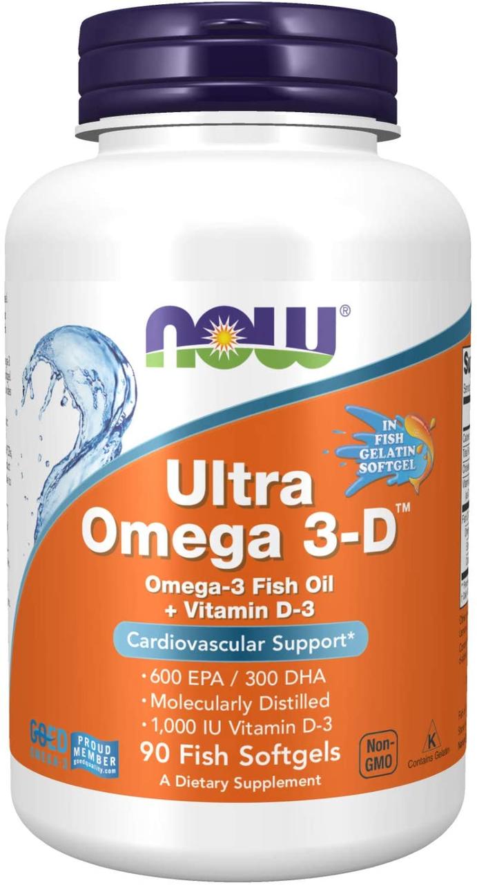Ультраомега 3-Д нау фудс Now Foods Ultra Omega 3-D 90 гелевих капсул