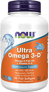 Ультраомега 3-Д нау фудс Now Foods Ultra Omega 3-D 90 гелевих капсул