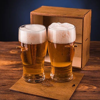 Набір 2-х пивних келихів з кулею 7.62 мм