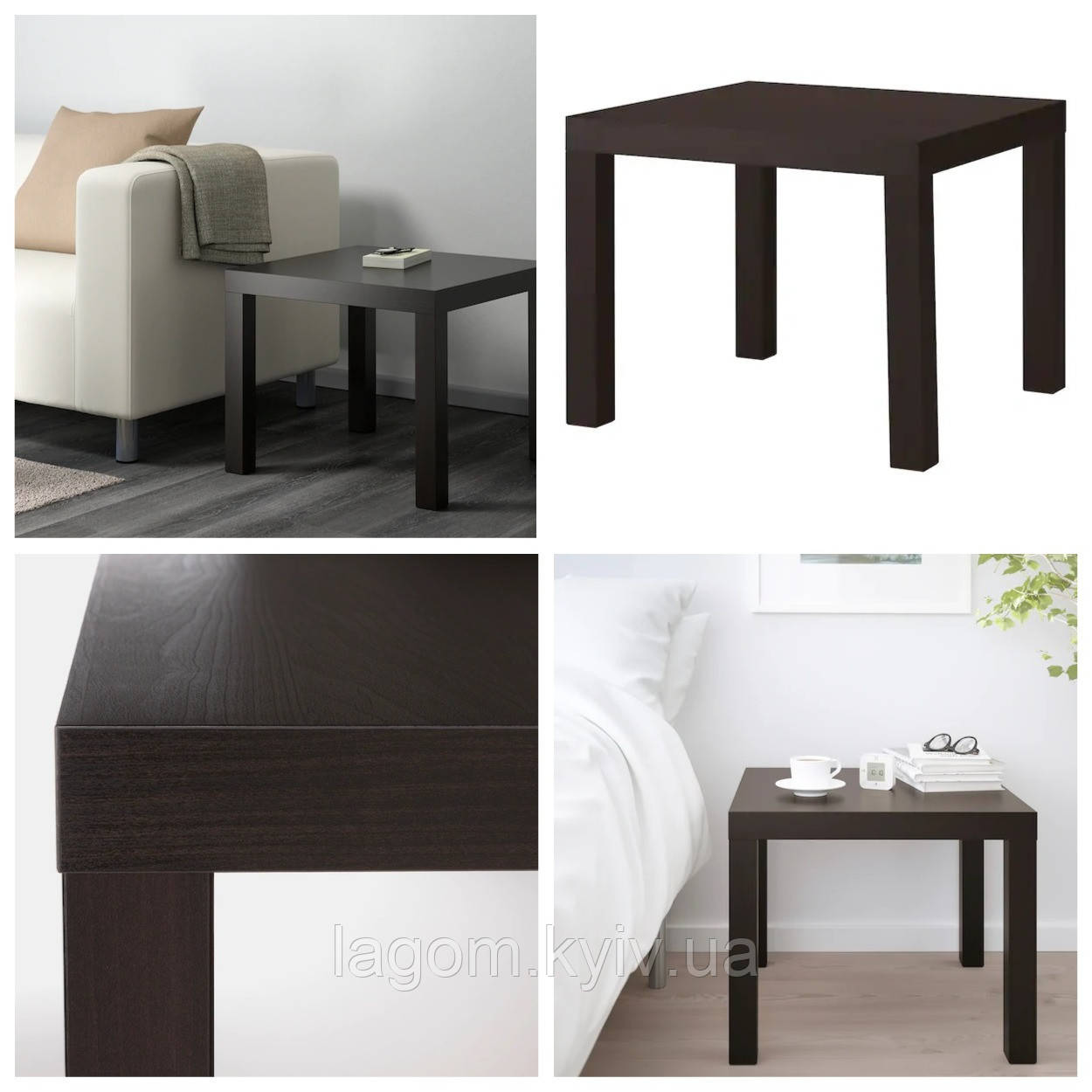 Журнальний столик IKEA LACK чорно-коричневий 55х55см ІКЕА ЛАКК квадратний кавовий столик