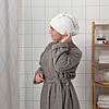 Рушник-тюрбан для сушіння волосся 100% бавовна IKEA ТРЕТТЕН ІКЕА махровий смугасте біле і сіре 2 шт, фото 4