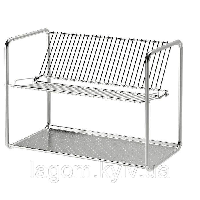 Двоярусна сушарка для посуду IKEA ORDNING 50x27x36 см сушка з нержавіючої сталі ІКЕА ОРДНІНГ