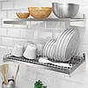 Сушарка одноярусна для посуду настінна з нержавіючої сталі 60x30x10 см IKEA KUNGSFORS ІКЕА КУНГСФОРС, фото 3