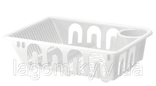 Сушарка пластикова одноярусна для посуду біла 46x36x12 см IKEA FLUNDRA ІКЕА ФЛУНДРА