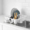 Сушарка пластикова одноярусна для посуду біла 46x36x12 см IKEA FLUNDRA ІКЕА ФЛУНДРА, фото 3