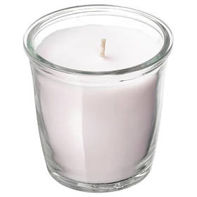 Ароматична свічка в склянці біла декоративна IKEA SMÅTREVLIG 7 см х 20 годин горіння ІКЕА СМОТРЕВЛІГ