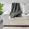 Плед флісовий м'який теплий сірий 130x170 см IKEA ПОЛАРВІДЕ ІКЕА, фото 4