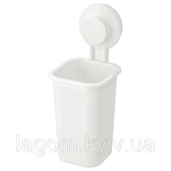 Держатель для зубной пасты и щёток IKEA TISKEN на вакуумной присоске белый ИКЕА ТІСКЕН