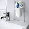 Держатель для зубной пасты и щёток IKEA TISKEN на вакуумной присоске белый ИКЕА ТІСКЕН, фото 3
