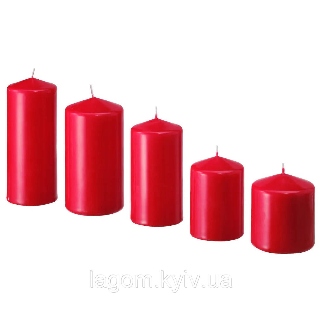 Набір свічок воскових червоних (5 шт) IKEA FENOMEN декоративні свічки стовпчики ІКЕА ФЕНОМЕН