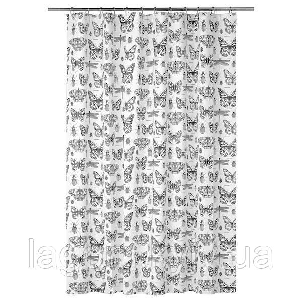 Шторка для ванни і душу c метеликами IKEA SOMMARMALVA 180x200 см ІКЕА СОММАРМАЛЬВА