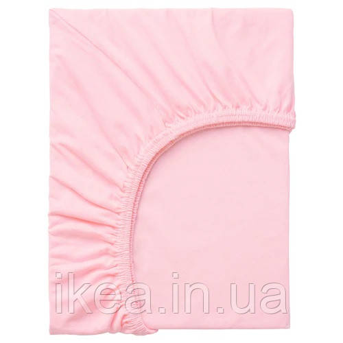Простирадло на гумці в ліжечко для малюків м'яка 100% бавовна рожева IKEA LEN 80x165 см ІКЕА ЛЬОН
