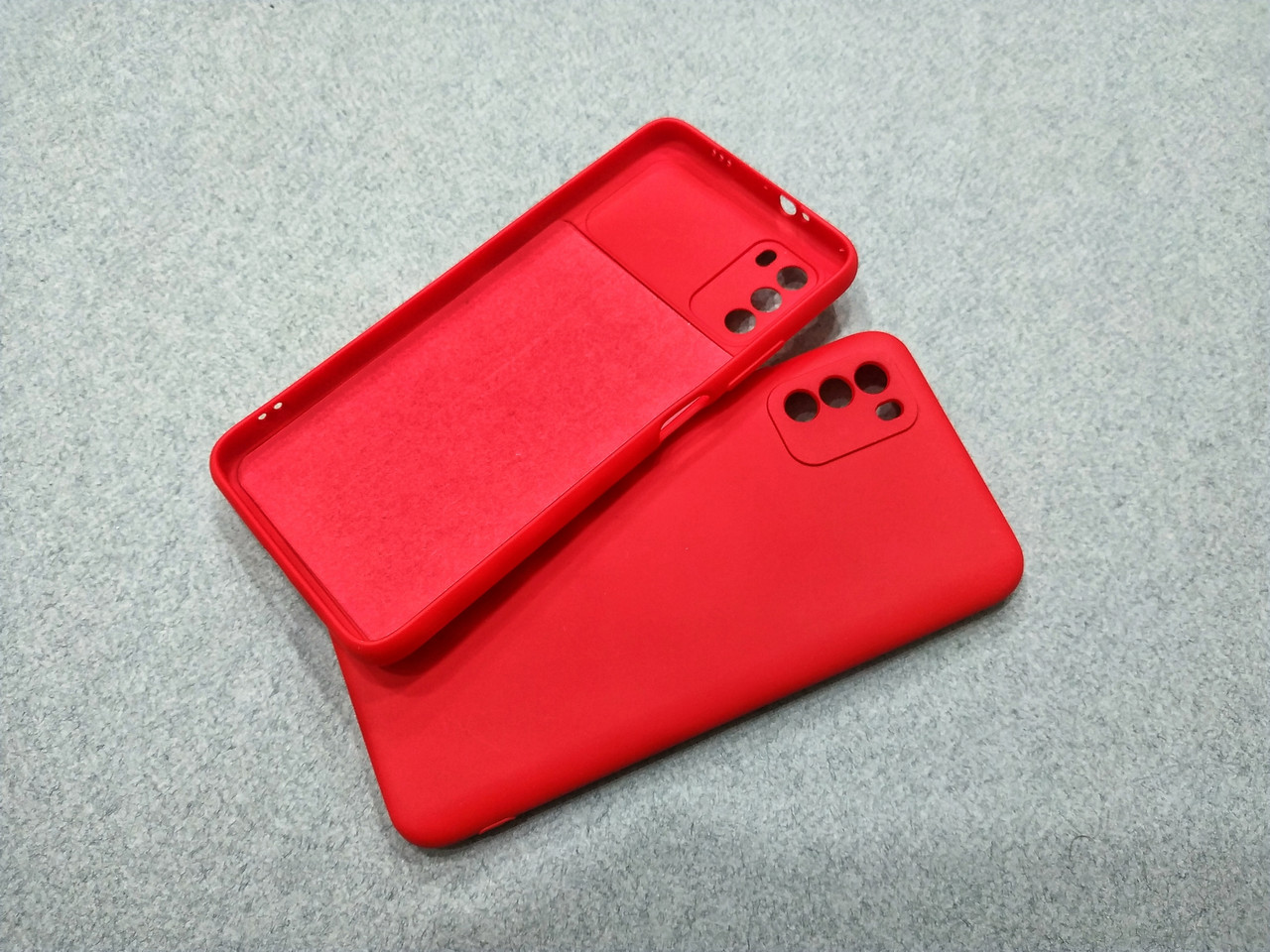 Силіконовий чохол із мікрофіброю для Poco M3 червоний тонкий матовий