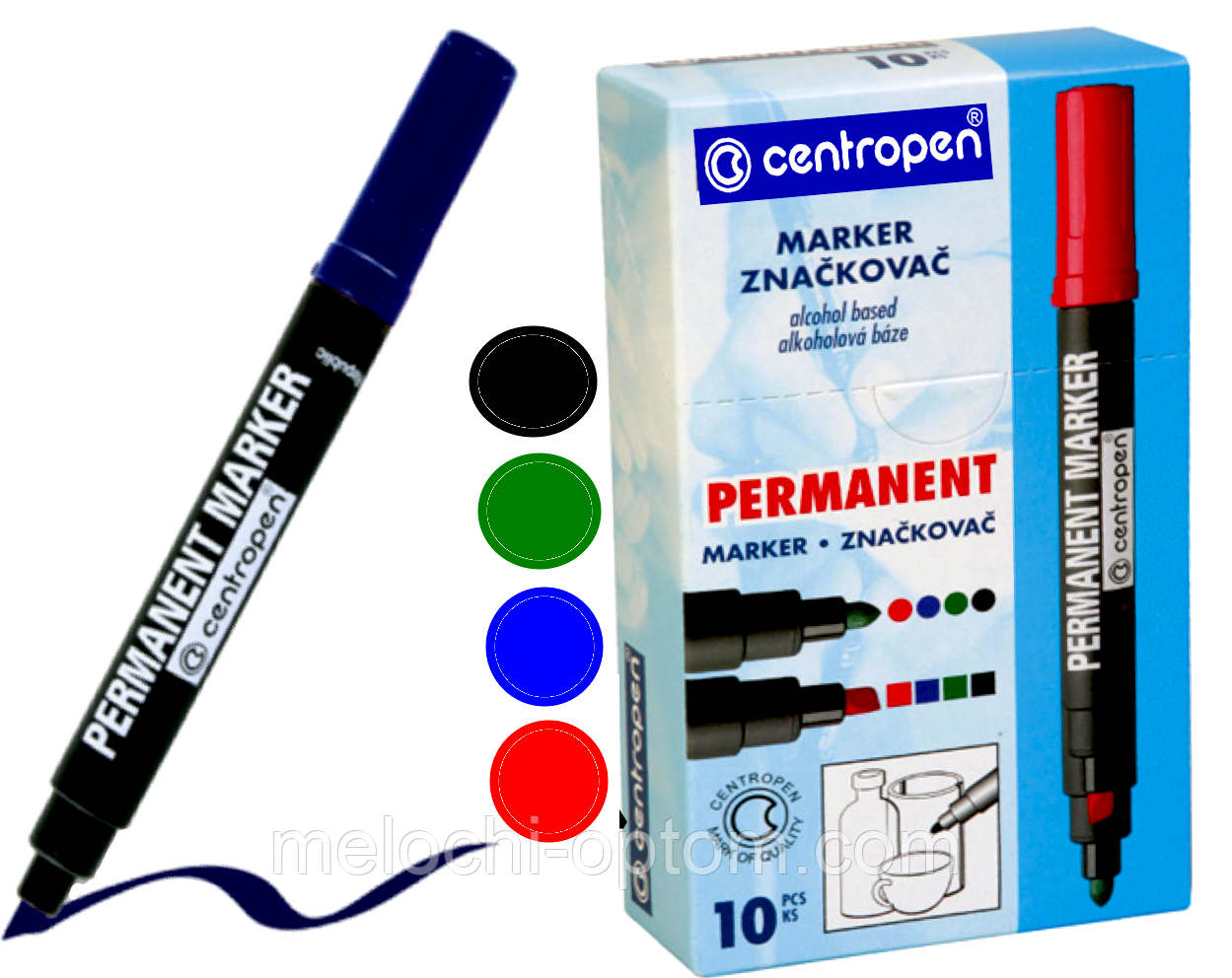Маркери CENTROPEN (клиноподібні) перманентні 10шт/уп