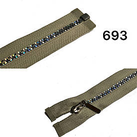 Блискавка тракторна Бежева сіра з голограмою №3 пластикова довжина 60см роз'ємна