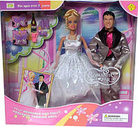 Детский игровой набор кукол Defa жених и невеста в красивом свадебном платье и аксессуарами, 29 см.