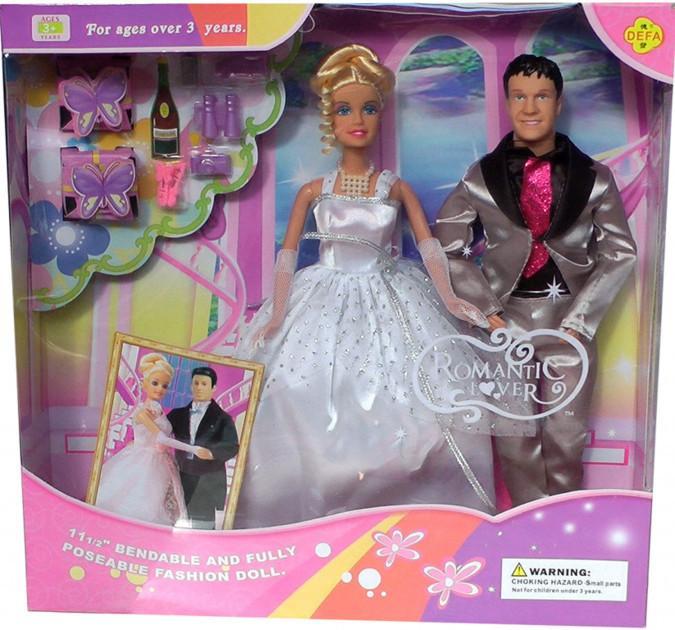 Детский игровой набор кукол Defa жених и невеста в красивом свадебном платье и аксессуарами, 29 см. - фото 1 - id-p1338946330