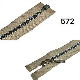 Блискавка тракторна Світло бежева з голограмою №3 пластикова довжина 60см роз'ємна